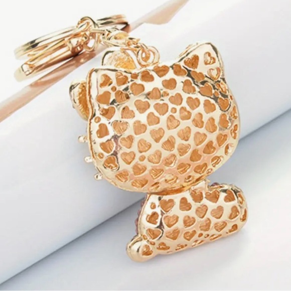 Hello Kitty Red Crystal Rhinestone Keychain Bag Charm NWT - Picture 3 of 3